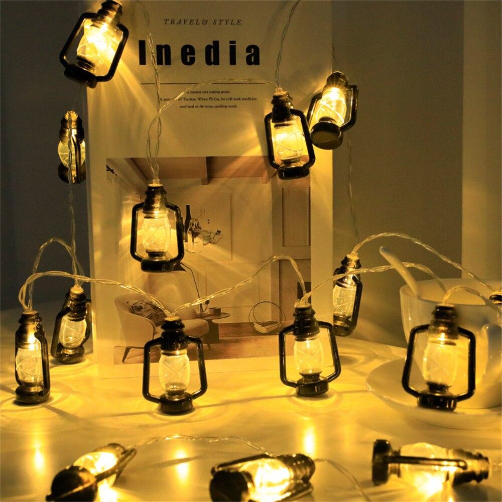 10/20/40 LEDs Retro Kerosene Bottle Lantern String Light Ramadan Festival Retro Kerosene Lamp For Christmas Bedroom Party Coffee