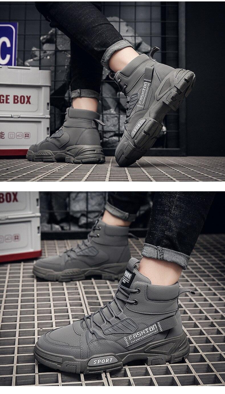 Mens Shoes High Top Lace-up Men Boots Autumn Comfortable Breathable Ankle Boots 2022 Fashion Military Booties Man Platform Boots