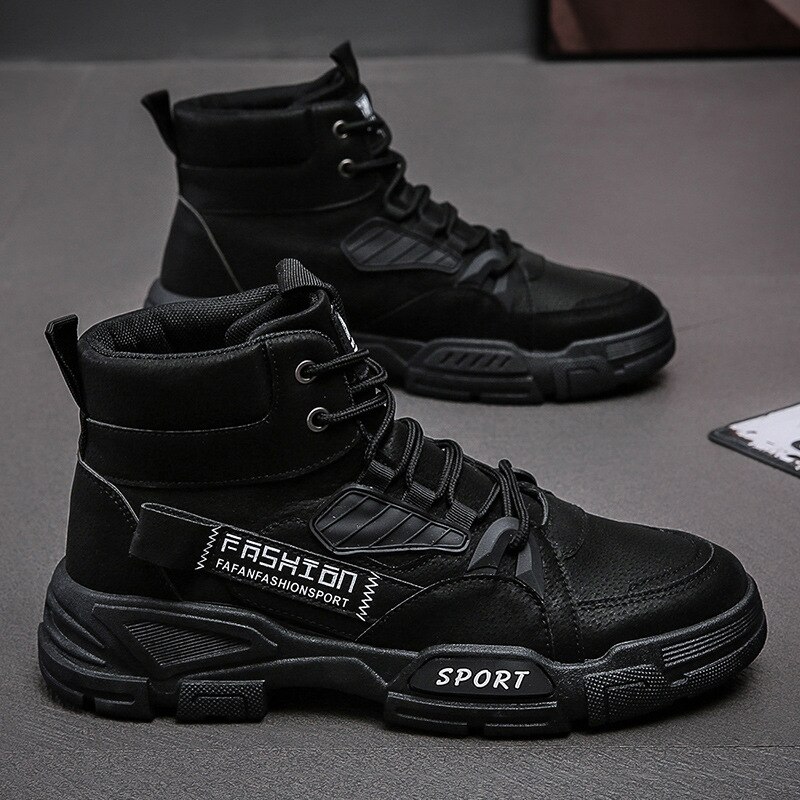 Mens Shoes High Top Lace-up Men Boots Autumn Comfortable Breathable Ankle Boots 2023 Fashion Military Booties Man Platform Boots