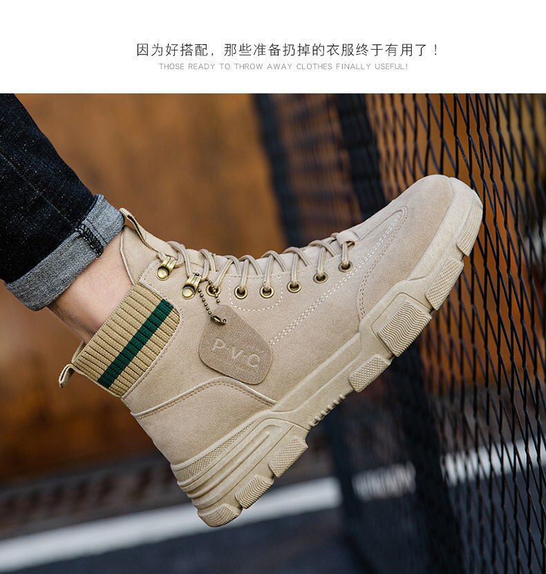 New Men Boots Leather Waterproof Lace Up Military Boots Men Winter Ankle Lightweight Shoes for Men Winter Casual Non Slip